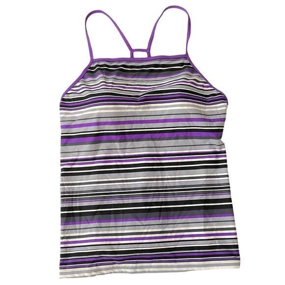 NAUTICA purple striped racerback swim wear tank top, w/ foam pads size 10 w/ tag - Picture 1 of 7